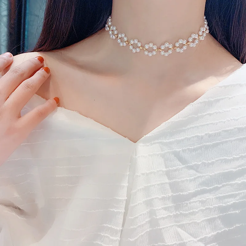 New Fashion Popular Exquisite Accessories Pearl Clavicle Chain Woman Neck Ornaments Choker Necklace Tide Trendy Gift Party Punk