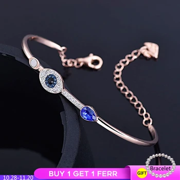 

925 Sterling Silver Devil's Eye Bracelet Women's Fashionable Diamond-filled Eye Bracelet Fine Jewelry for Mother Women Factory