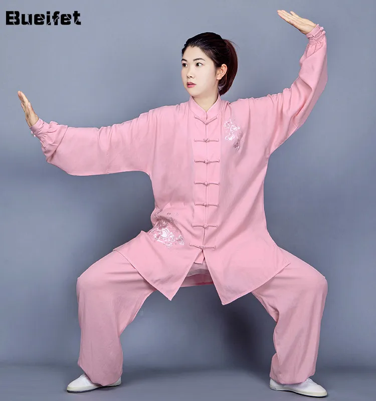 

Tai Chi Uniforms Traditional Chinese Embroidered Martial Arts Exercise Clothing Long Sleeve WingChun Suit Unisex KungFu Uniform