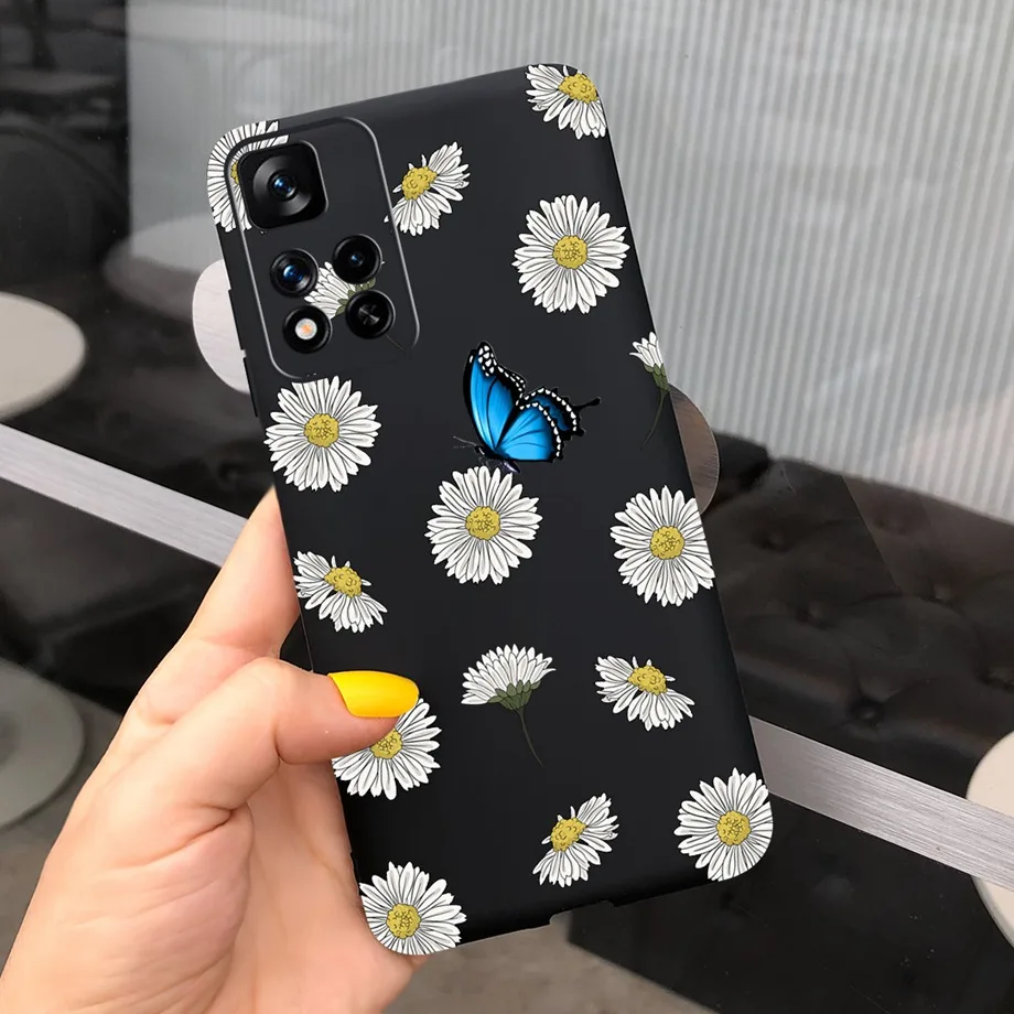 flip cases For Xiaomi Redmi Note 11 China Case 2021 6.6 inch Cute Girl Butterfly Flowers Back Cover For Redmi Note 11 Note11 Soft Silicone phone purse Cases & Covers