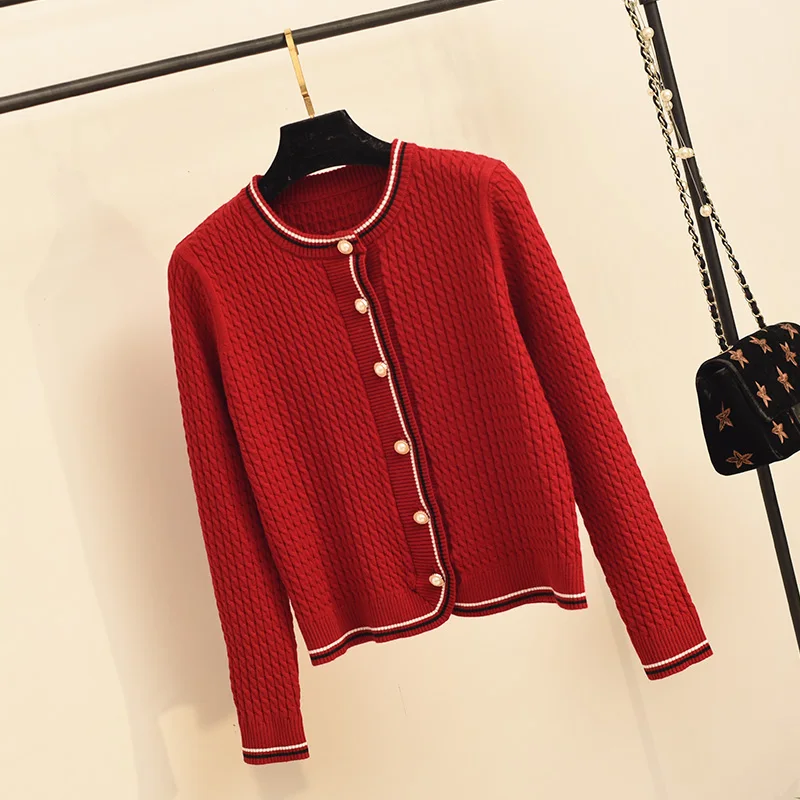 and autumn small sweet wind small twist knitted cardigan sweater with a brief paragraph coat skirt coat female - Цвет: see chart