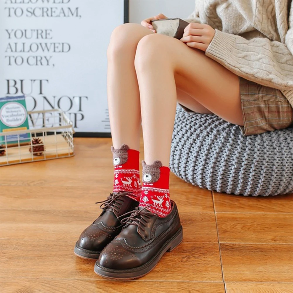 

Soft Winter Women Socks Perspiration Flexible Antiseptic Medium Stockings Cotton Socks Variety Of Styles Christmas Socks