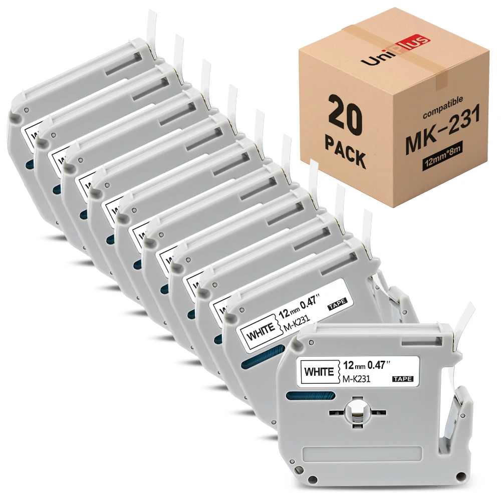 

20PK 12 мм MK231 черно-белая фотоэтикетка совместимая с Brother этикетка лента фотоэтикетка для маркера Brother P-Touch PT80 PT65 PT70