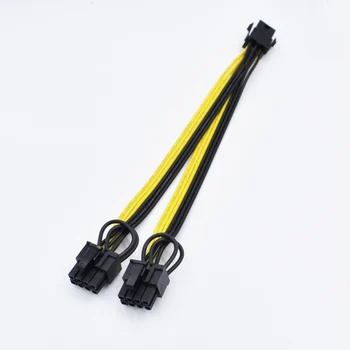 

10pcs/lot free shipping 6 Pin PCI-E to 2*8(6+2)pin splitter 18AWG extention power cable