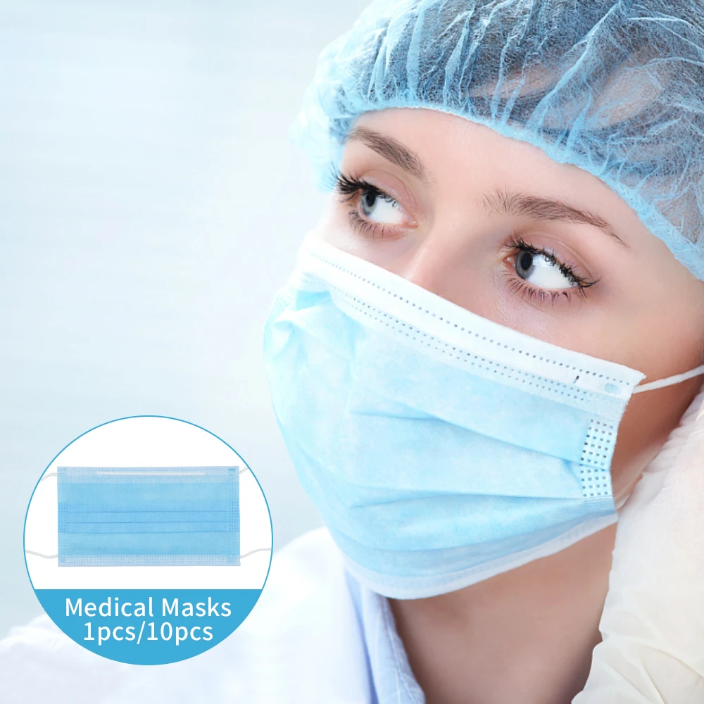 

High Quality Disposable Facial Mask 3-Ply Nonwoven Mouth Soft Breathable Face Protective Cover Anti-Dust Mask Health Protection