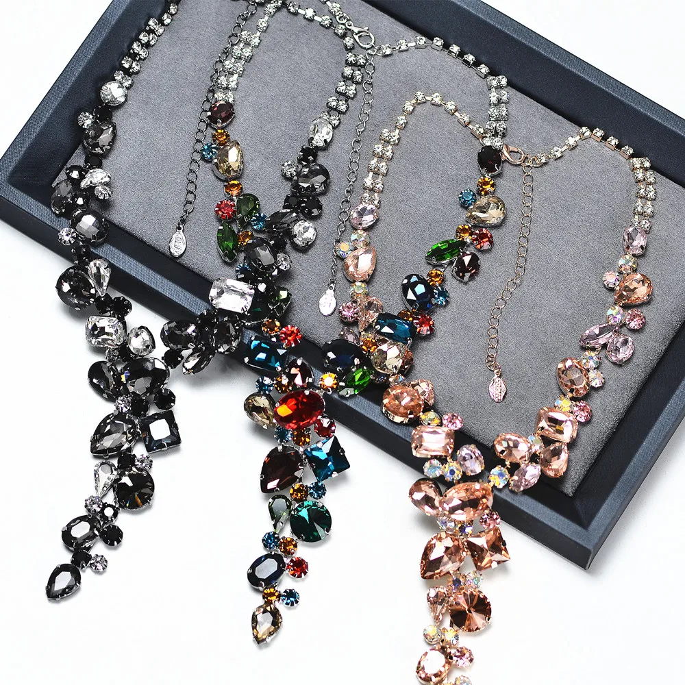 Wedding Crystal Jewelry AB Color Rhinestone Personality Bride Necklace Fashion Simple Accessories Ladies Gifts CORUIXI H9507