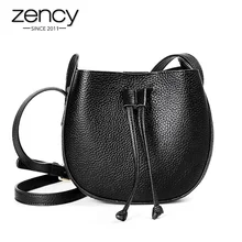 Zency, натуральная кожа, модная женская сумка-мессенджер, простые сумки на плечо, высокое качество, маленький лоскут, на каждый день, через плечо, черный цвет