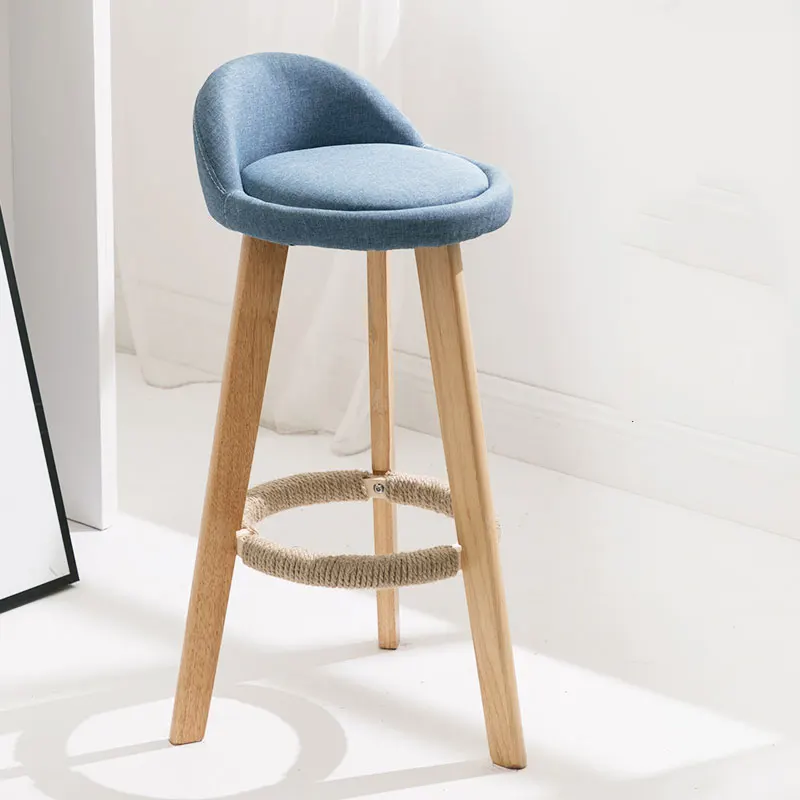 Барное кресло масло воск кожаный стул с обивкой Удобная подушка современный минималистичный стиль несколько вариантов комфортная подушка - Цвет: Blue Fabric