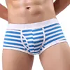 Men's Underwear Boxer Shorts Mens Underpants Sexy Striped Side Opening Penis Pocket Boxershorts High Quality Cotton Male Panties 3
