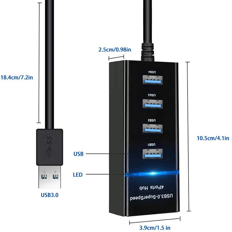 Концентратор USB 3,0 адаптер 4 порта сплиттер USB3.0 30 см кабель для PS4/PS4 Slim/Ps4 Pro/XBOXONE/XBOX360/Компьютерные аксессуары PC