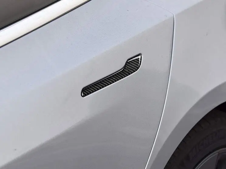 Настоящая карбоновая боковая дверная ручка накладка наклейка подходит для Tesla модель 3- долговременный светоотражающий самоклеящийся
