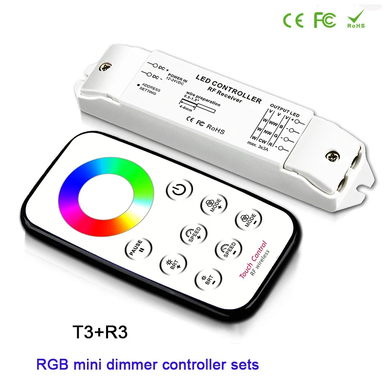 Bincolor mini wireless remote dimming/CCT/RGB/CW NW WW led dimmer Receiver controller set for LED Strip Light lamp,DC12V-24V