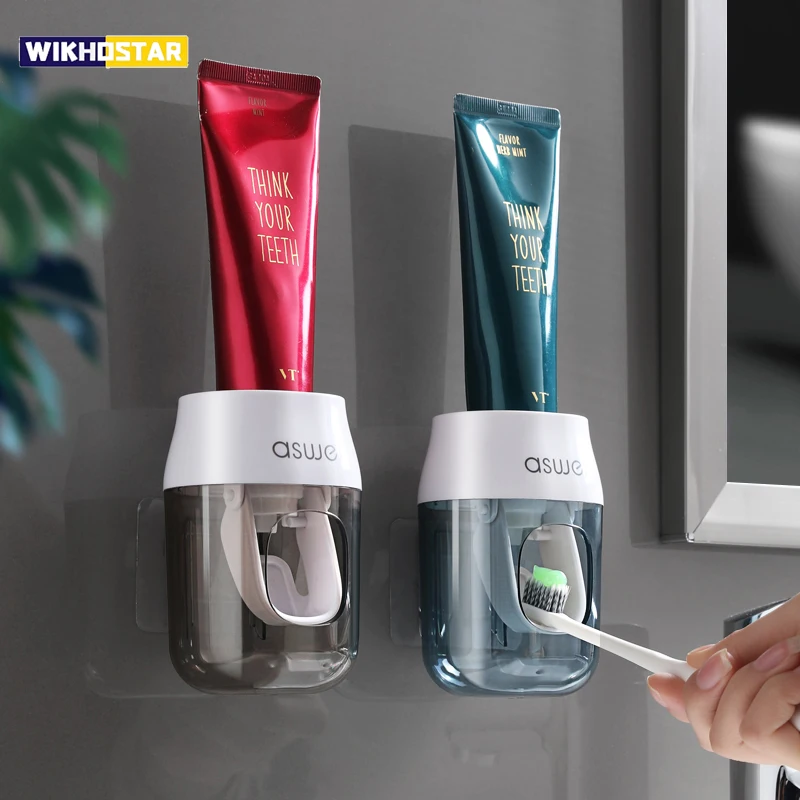 WIKHOSTAR Automatic Toothpaste Dispenser Wall Mount Toothpaste Squeezer