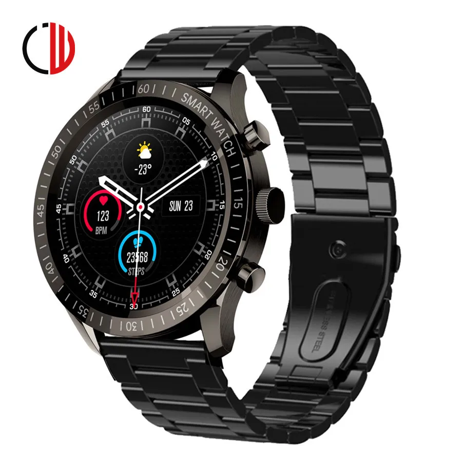 CZJW New Smart Watch Men Full Touch Screen Custom Dial Smartwatch For Android IOS Sports Fitness Tracker Waterproof Steel Strap
