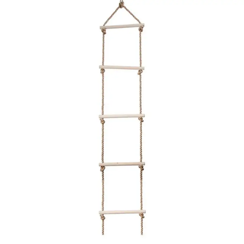 Kids Fitness Toy Wooden Rope Ladder Multi Rungs Climbing Game Toy Outdoor Training Activity Safe Sports Rope Swing Swivel Rotary 23