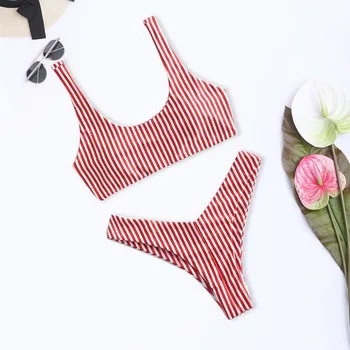 

Hot Striped Bikini Set Women Bandage Bathing Suit 2019 New Push Up Micro Swimsuit Brazilian Thong Sexy Swimwear Women Bikinis