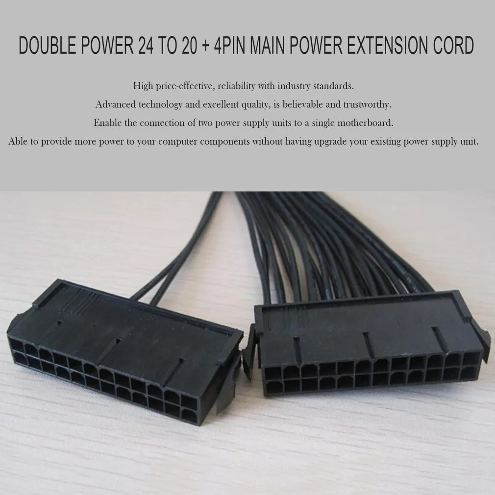 30cm Upgrade 24pin 20+4pin Dual PSU ATX Power Supply Adapter Cable Connector For Mining Starting Line Computer Components
