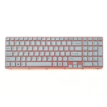 

English laptop keyboard for SONY SVE15 SVE 15 SVE151 US language white with pink frame notebook keyboards one Screw 149096011us