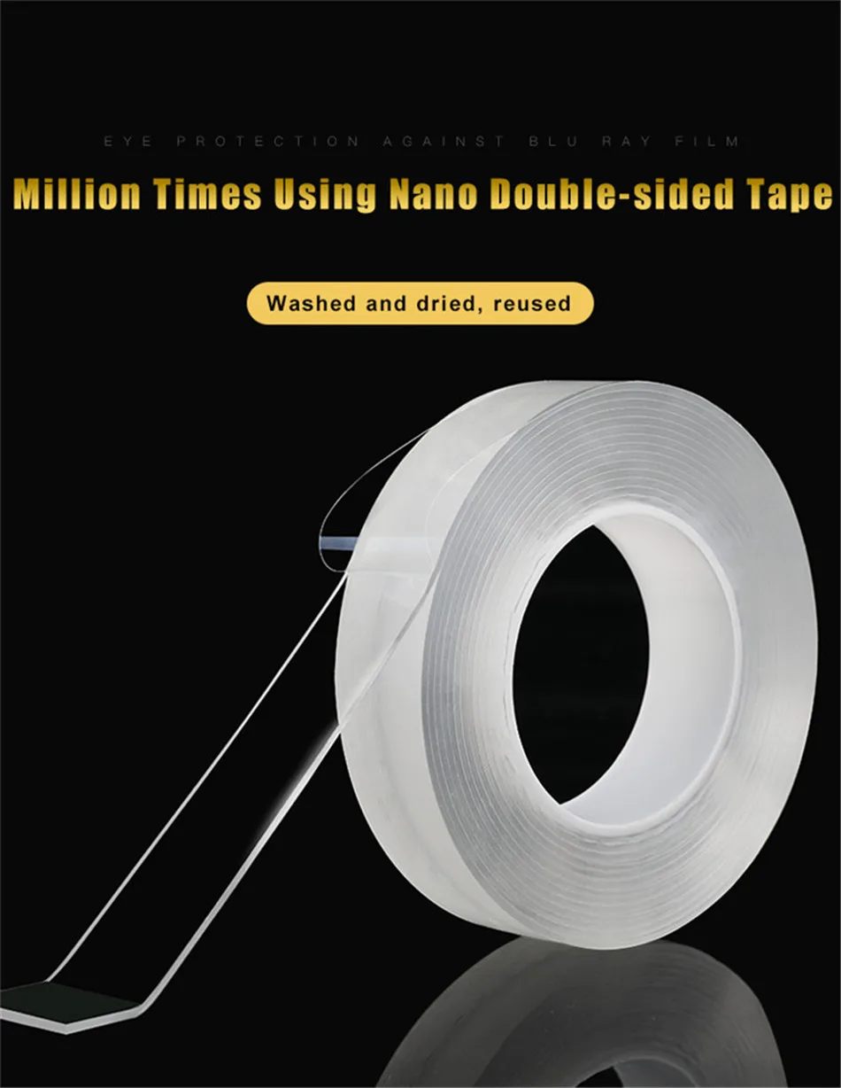 Multifunctional Nano Double-Sided Adhesive Tape Traceless Toothbrush Holder Reusable Tapes Supplies Holders Bathroom Accessories