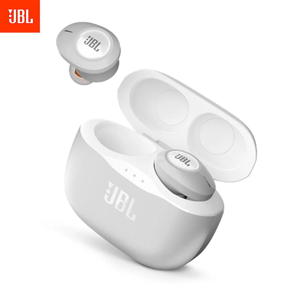 JBL TWS True беспроводные Bluetooth наушники TUNE120 с микрофоном наушники невидимые сенсорные управление спортивные наушники с зарядным чехлом - Цвет: White