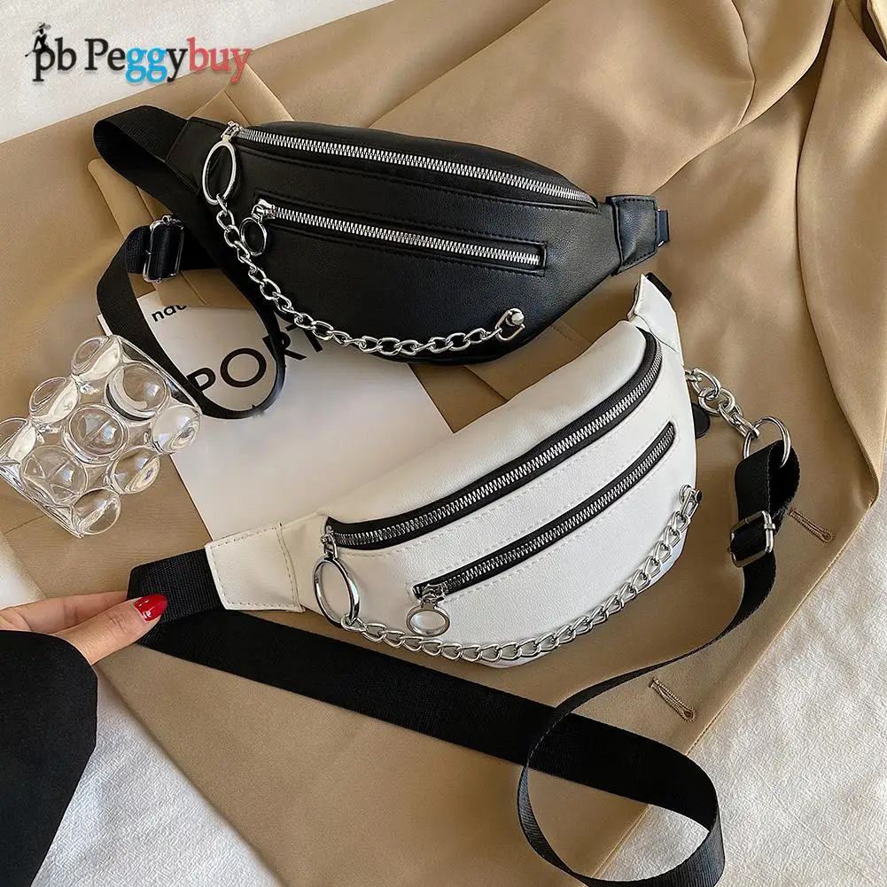 Fashion Women Leather Shoulder Zipper Large Handbag Chain Handle Purse Ladies 