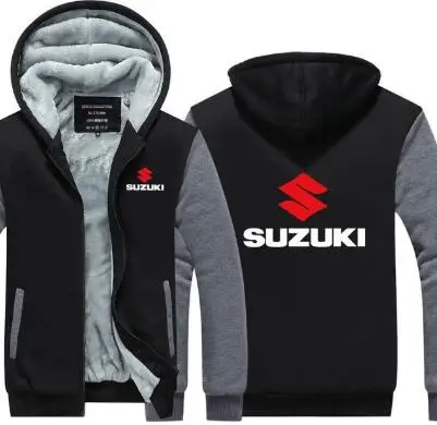 Новые Зимние Цвета плюс бархат для Suzuki толстовка Свободный длинный рукав теплое пальто мужские модные толстовки воротник куртки
