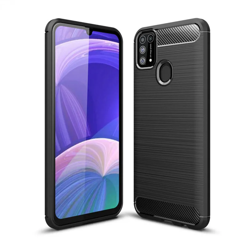 Чехол для Samsung Galaxy M31 Бампер ударопрочный углеродное волокно задняя крышка чехлы