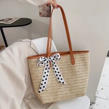 

Big Size Woven Women's Shoulder Bags 2021 New Large Capacity Tote Bag Straw Weave Shopper Bag Female Brand Designer Handbags Sac