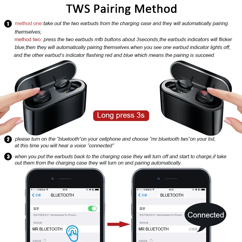 X8 TWS Bluetooth настоящие беспроводные наушники 5D стерео наушники мини TWS водонепроницаемые наушники 2200 мАч Внешний аккумулятор для смартфонов