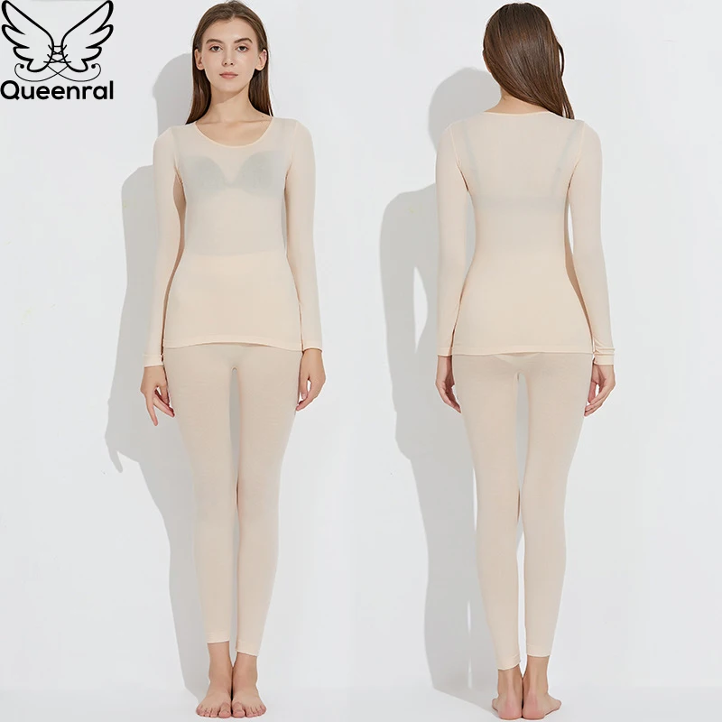 Queenral Long Johns Thermal Underwear For Women/Men Thermo Suit Ultra-thin Winter Clothes Thermo Underwear Sets Female/Male Warm