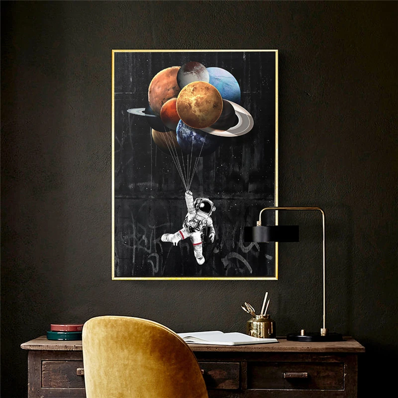 Astronaut-Outer-Space-Oil-Painting-on-Canvas-Kids-Room-Decor-Dreaming-Stars-Poster-and-Print-Wall (1)