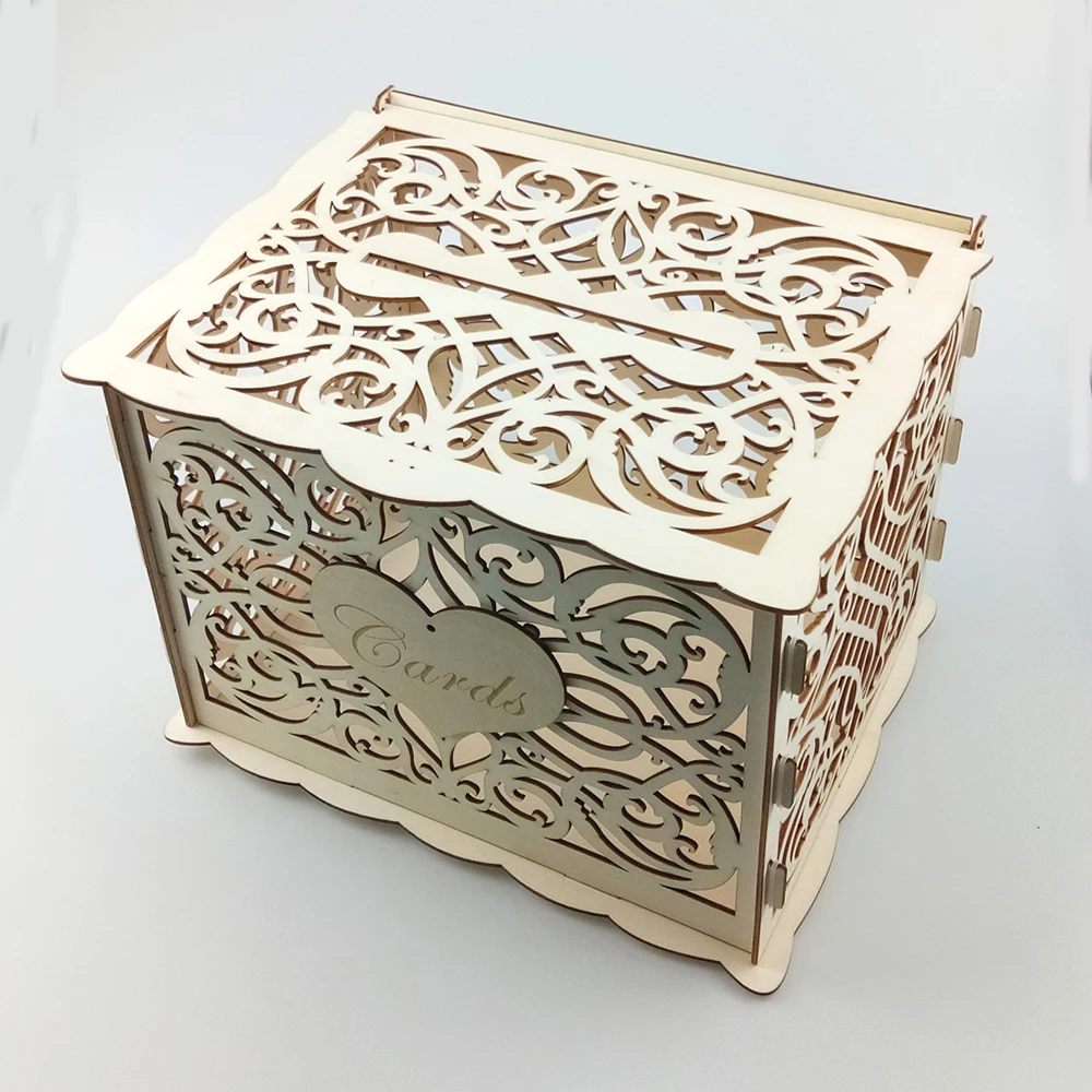 DIY коробка для свадебных подарочных карт деревянная копилка с замком прекрасные свадебные украшения принадлежности для дня рождения
