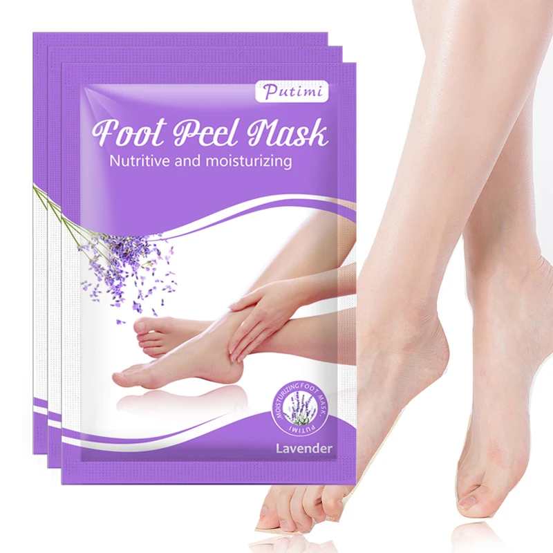 

PUTIMI 2Pack=4Pcs Exfoliating Foot Mask Baby Feet Care Pedicure Socks Remove Dead Skin Cuticles Moisturizing Whitening Foot Mask
