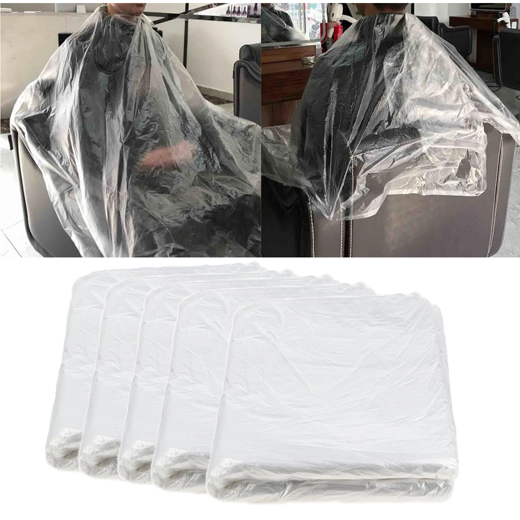 500x Disposable Hair Cutting Cape Gown Hairdresser Capes Apron Transparent