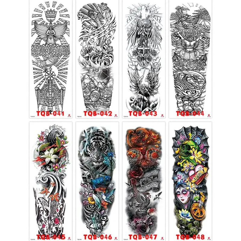 Лев, тигр, большие рукава, водостойкие Временные татуировки, наклейка для мужчин и женщин, поддельные цветные тотемные татуировки, наклейки s, боди-арт, для ног, руки