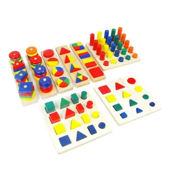 

Kids Building Blocks Set Geometric Shape Matching Learning Classic Educational Wooden Toy