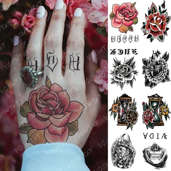 

Waterproof Temporary Tattoo Sticker Red Yellow Rose Fake Tatto Flash Tatoo Hand Arm Foot Back Tato body Art For Girl Women Men