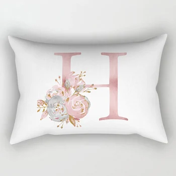 

Newly 26 Letters Alphabet Waist Cushion Cover Rose Gold Pattern Sofa Decor