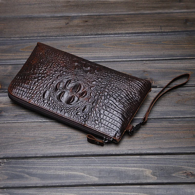 

Norbinus Genuine Leather Bag Men Crocodile Wallets Male Cowhide Clutch Bag Handbag Money Purse Phone Pocket Card Holder Pouch