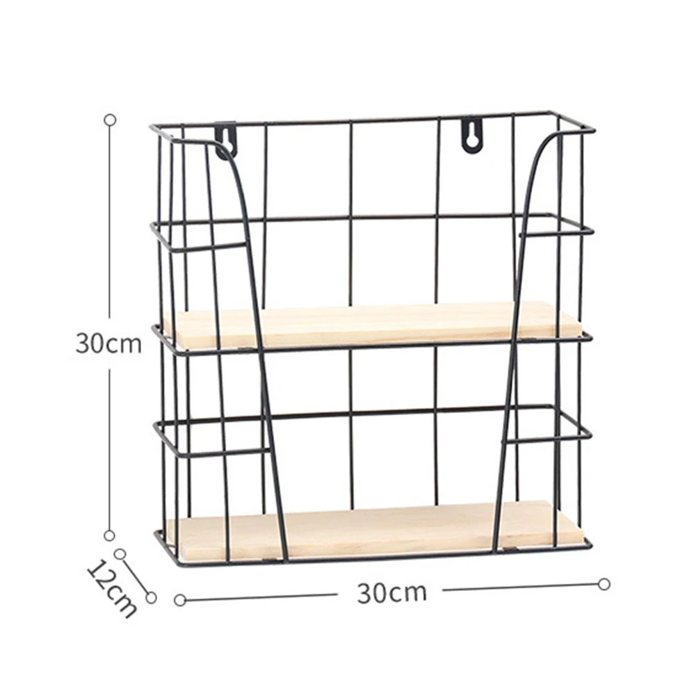 Декоративная двухслойная гостиничная деревянная полка настенное крепление для кафе цветочный стеллаж для хранения кованого железа для ванной комнаты скандинавский стиль домашняя кухня
