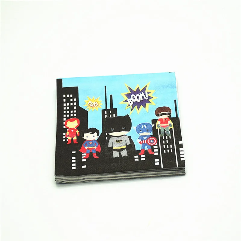 

20pcs/Lot Boom! Superman Hero Style Disposable Tablewares Paper Napkins Event Birthday Party Supplies Decorations Decoupages
