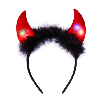 

Halloween LED Headband Cosplay Props Devil Horns Plush Party Decorations New Holy Festival Costume Props
