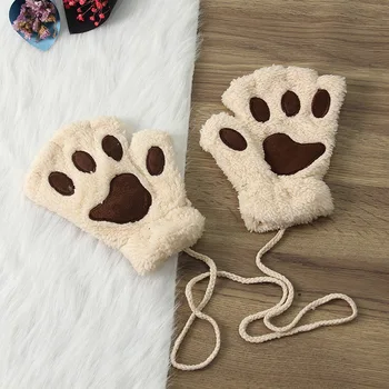 

Ladies Warmth Fingerless Plush Glove Fluffy Bearr Claw / Cat Animal Paw Soft Warm Lovely Cute Women Half Finger Covered Gloves