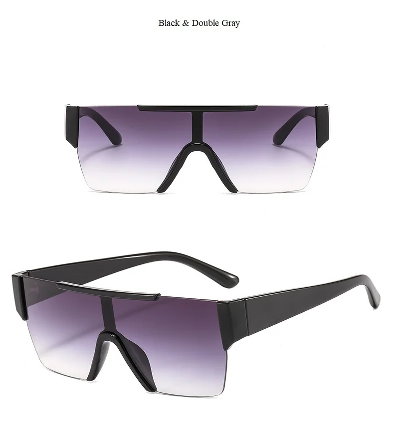 Цельные Квадратные Солнцезащитные очки без оправы для женщин, большие плоские солнцезащитные очки для мужчин, винтажные зеркальные очки белого и серебристого цвета