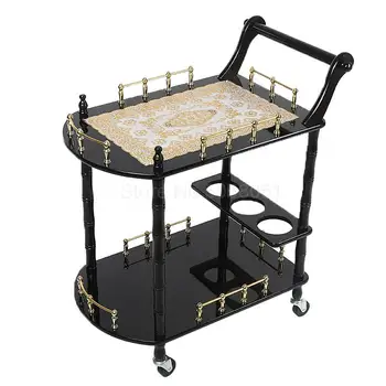 

Wooden European small bubble equipment shelf high-end beauty salon hotel trolley hair manicure tool cart