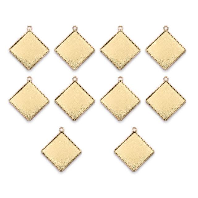 20mm Square Cabochon Base Settings Cameo Tray Bezel Charms Pendant Blank Tray For DIY Earrings Necklace Jewelry Making