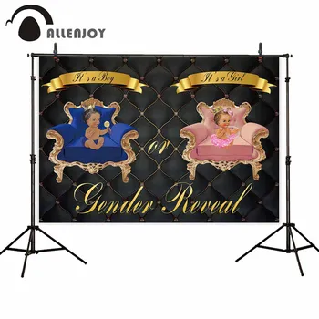 

Allenjoy Crib Activity Decor Printed Velvet Balck Tufted Girl Or Boy Baby Shower Newborn Party Photobooth Gender Reveal Backdrop