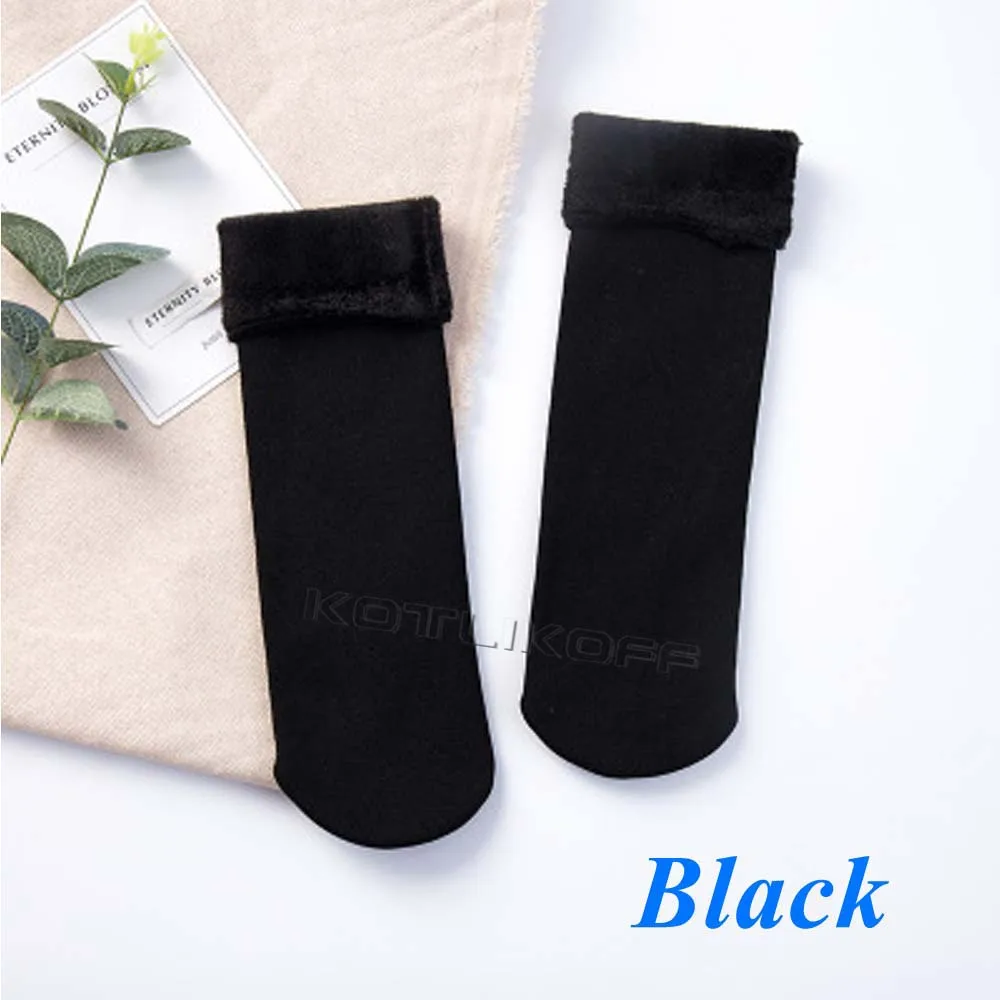 Black Wamer/зимние женские теплые носки из толстой шерсти и кашемира; бесшовное бархатное нижнее белье; носки для сна - Цвет: Black