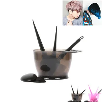 

5pcs/set Dye Hair Salon DIY Hair Styling Tool Hair Dye Mixing Bowl 3 Brushes 1 Ear Shield Combo Set Plastic Salon Tool