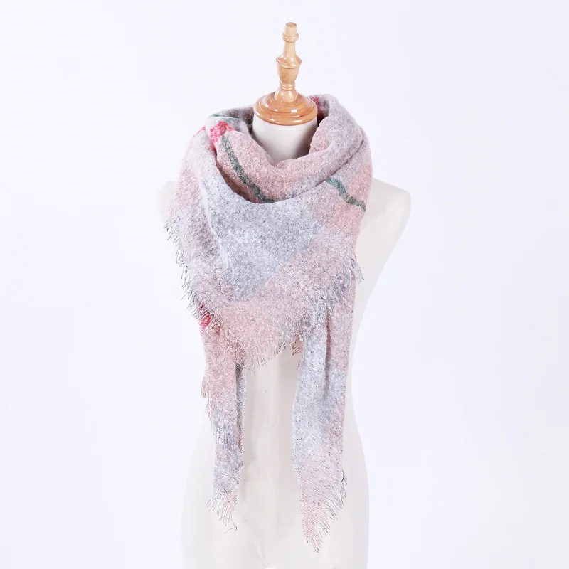 YRRETY Acrylic Scarf Knitted Spring Winter Women Winter Thick Scarf Ladies Scarves Plaid Pashmina Cashmere Shawl Hair Pashminas